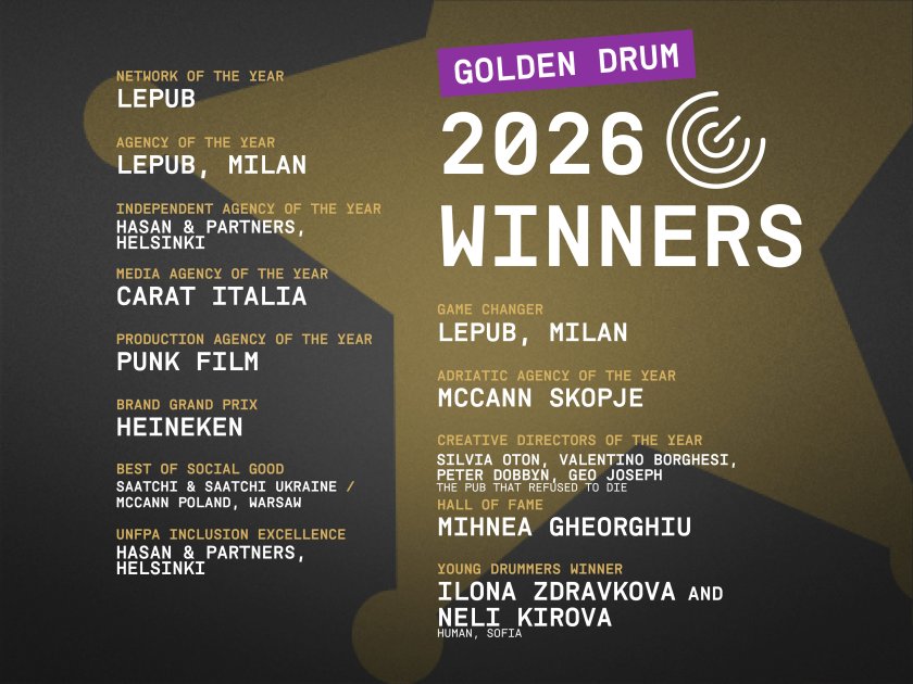 Вижте победителите на Golden Drum 2026